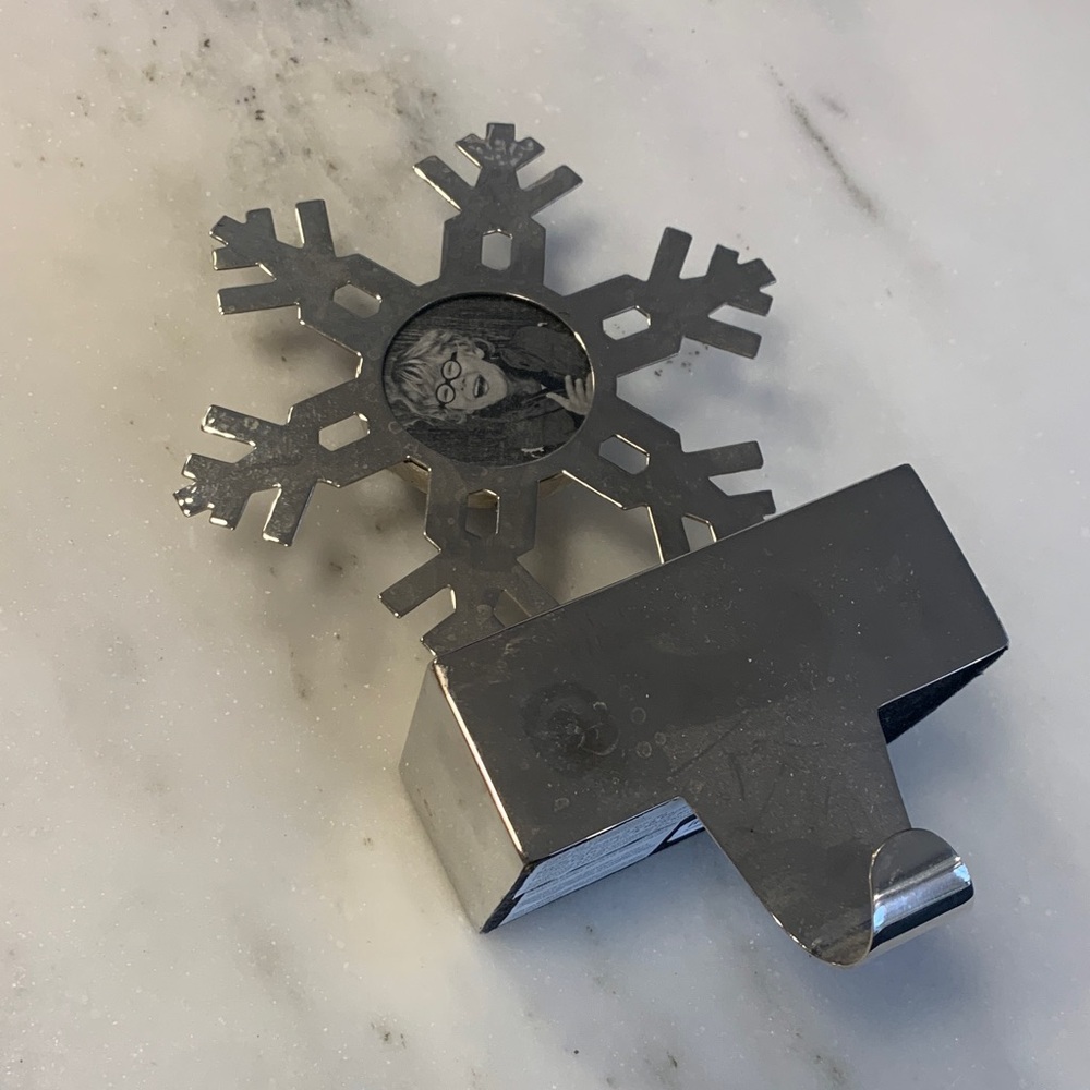 Silver Snowflake Photo Stocking Holder